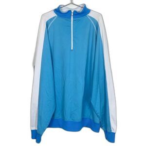 Footjoy Blue and White Quarter Zip Athleisure Pullover